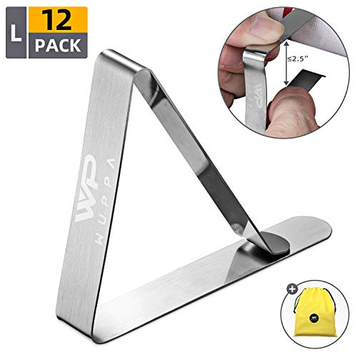 WUPPA Tablecloth Clips Picnic Table Clips - 12 Pack Stainless Steel Clips