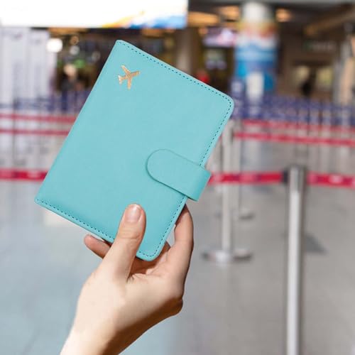 Image of Melsbrinna Premium Leather Passport Holder Covers Case, Waterproof Rfid Blocking Travel Wallet Passport Holder with Pen Holder, Cute Passport Book for Women /Men
