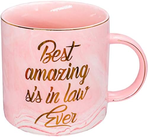 Mugpie Sister In Law Gifts for Women - Best Amazing Sister In Law Ever Mug - Funny Birthday Gifts for Her from Sister Bride Brother in Law - Mother's Day Christmas gifts Idea - Cute Pink Cup 11.5oz