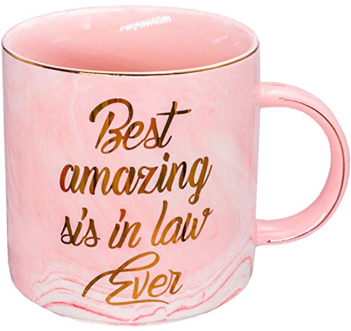 Product Image of the Mugpie Sister In Law Gifts for Women - Best Amazing Sister In Law Ever Mug - Funny Birthday Gifts for Her from Sister Bride Brother in Law - Mother's Day Christmas gifts Idea - Cute Pink Cup 11.5oz