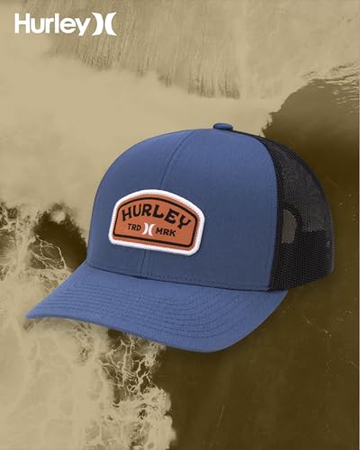 Image of Hurley Men's Trucker Hat - Curved Bill Regular Fit Left Coast Baseball Cap for Men - Snap Back Mesh Panel Ball Cap