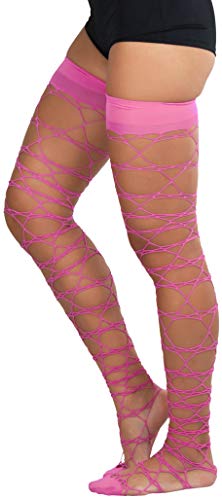Image of ToBeInStyle Women's Multi-Strand Large Diamond Fence Net Thigh High Stockings