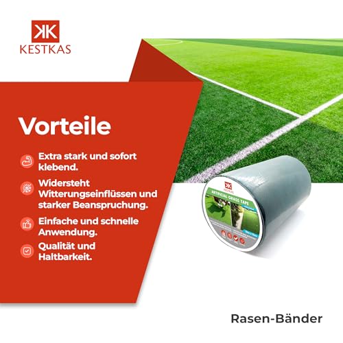 KESTKAS Kunstrasen Klebeband 15cm x 10m (Pack 2) Selbstklebendes Fugenband für Kunstrasen -Teppich Band zum Verbinden von - Kunstrasen Outdoor - Kunstrasen Klebeband außen