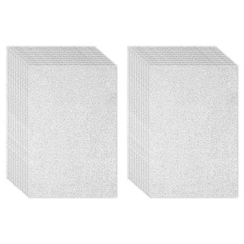 Feuille de mousse EVA pailletée à dos adhésif fort, feutre argenté 2 mm anti-perte de paillettes