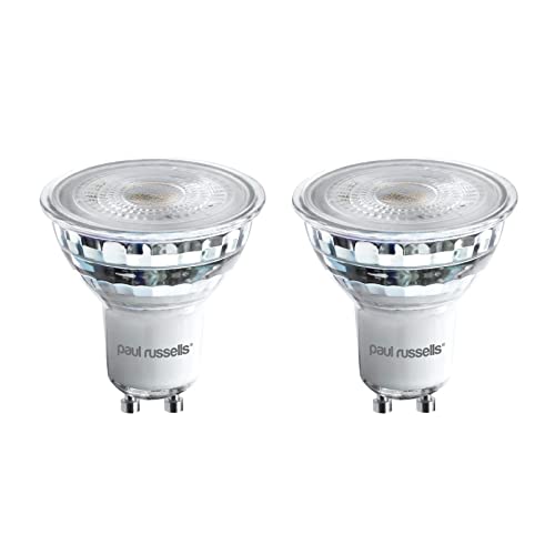 paul russells LED Glass GU10, Dimmable Fittings Spot Lightbulbs, 4.5W 345 Lumens LED Bulbs, 50w Equivalent