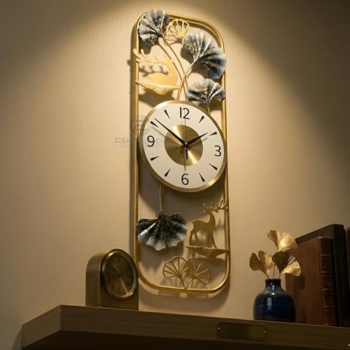 Image of Craft2lance 24-Inch Wall Clock Decor Art Sculpture for Home & Office | Modern Large Deer Metal Wall Clock for Living Room, Bedroom, Restaurant & Cafe | Stylish Decorative Timepiece (60 cm)