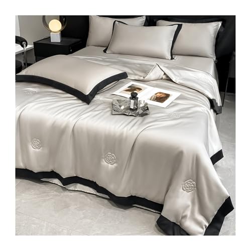 Yutzriqp Kühldecke Sommerdecke 180x220cm Silber-Schwarz