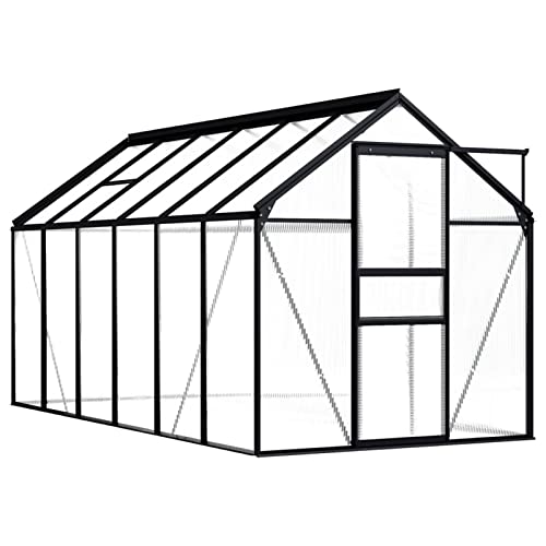 Kavolet Greenhouse, UV-Resistant Garden Greenhouse, Tomato House, Cold Frame Plant House, Greenhouse for Garden, 7.03 m², 190 x 370 x 125/195 cm, Anthracite, Aluminium, Polycarbonate
