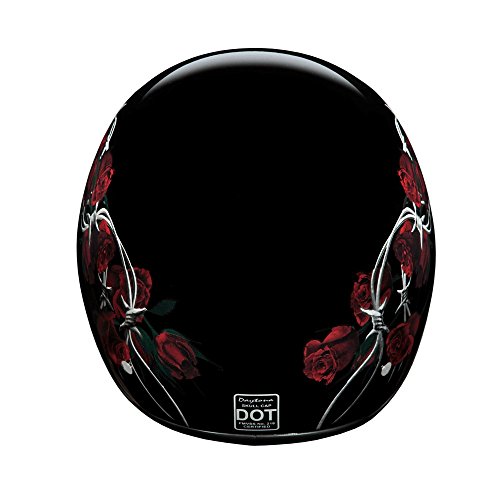 Daytona Helmets Half Skull Cap Motorcycle Helmet – Dot Approved [Barbed Roses] [L] #TOP5