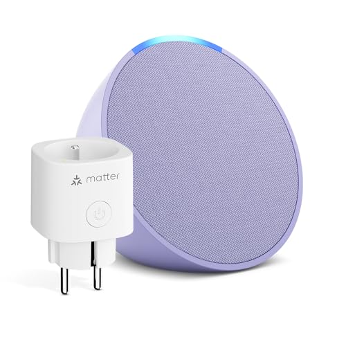 Echo Pop | Lavande + Meross Prise Connectée Matter, Fonctionne avec Alexa - Kit de démarrage Maison connectée