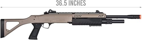 Miniatura 17 de Bomba de escopeta Airsoft High FPS Tri-Shot de 11 pulgadas Action BO Fabricación FABARM STF con stock fijo (2 carcasas incluidas) Negro -,Beige