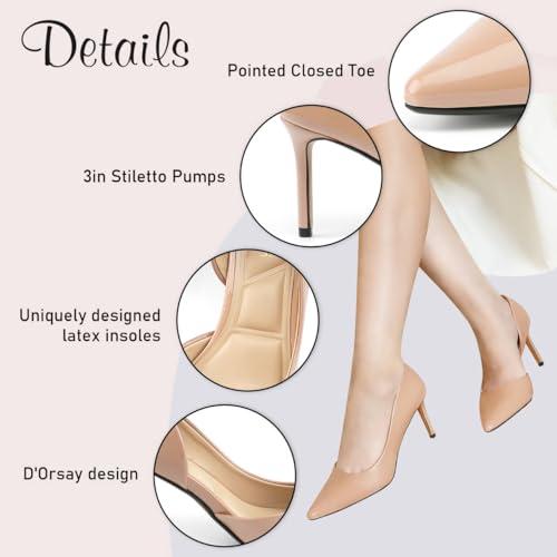 JENN ARDOR Women's Pumps High Heels Pointed Closed Toe Stiletto D'Orsay 3 in Comfortable Soft Wedding Bride Guest Party Dress Classic Elegant Pumps Casual Work Shoes4