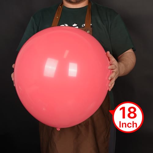 Image of PartyWoo Pink Large Balloons 20 pcs 18 Inch Big Jumbo Giant Matte Rose Hot Watermelon Pink Latex Balloons for Graduation Wedding Baby Shower Princess Bachelorette Birthday Party Decorations Pink-Q11