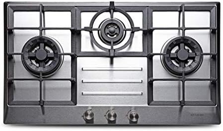 Gas Cooktop 30X18 Inches Built 5 Burners Stove Stainless Steel Hob With Thermocouple Protection 3 Burners (Liquefied gas) ()