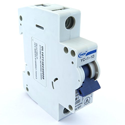 Yuco YC-1-1D Miniature Din Rail Circuit Breaker D Curve 120/277V 50/60Hz 1 Pole (1 Amp)