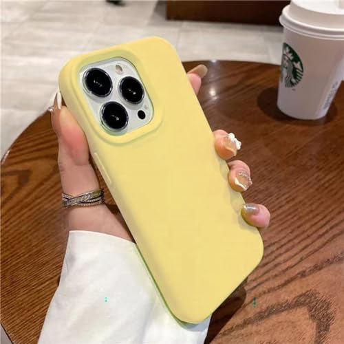 Coque silicone liquide iPhone 14 jaune étui souple mignon