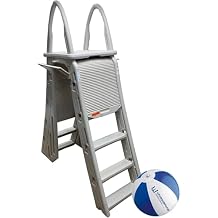 Confer Plastics 7200 Above Ground Pool Ladder Adjustable 48" to 56" Roll-Guard A-Frame Safety Ladder, Swimming Pool Ladder with Wholesalehome Beach Ball