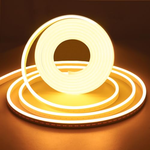 Vasten LED-Neon-Strip Light Neon Flex Light Silicone LED Strip Lighting 16.4ft 12V, Cut 1cm for Outdoor DYI Signage Decoration (Power Adapter not Included) (Warm White)