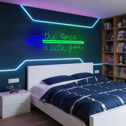 Image of Lightsaber Neon Sign Star Game Wars Decor Poster - 10 Brightness Adjustments Usb Powered, Swords Light Saber Led Lamp Birthday Decorations, Night Light Wall Home Decor Gifts for Men
