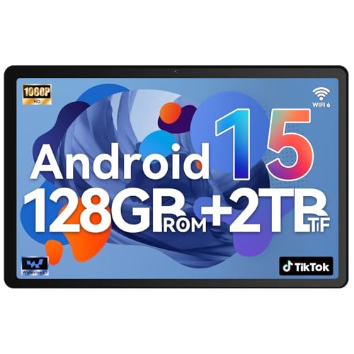 Whitedeer Tablet, Android 15 Tablet 10 Zoll mit 30GB RAM+128GB ROM, Octa Core, Widevine L1, Wi-Fi 6G/BT 5.3, 6200mAh, Computermodus unterstützt - Schwarz