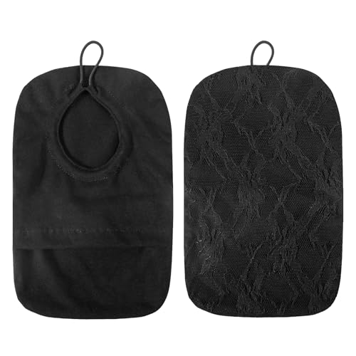 2-Pack Black Ostomy Bag Covers,Soft Ostomy Pouch Covers,Breathable Colostomy & Ileostomy Bag Covers with Lace for Women,Secure & Discreet Stoma Bag Accessories (3 Inch Diameter)