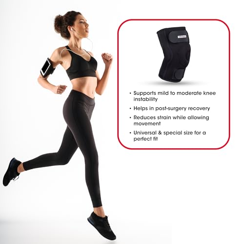 Image of LifeWear Hinged Knee Wrap, Adjustable Support Brace with Bi-Axle Hinges for Stability, Open Patella Design, Drytex Fabric for Comfort, For Mild to Moderate Knee Instability and Post-Operative Recovery