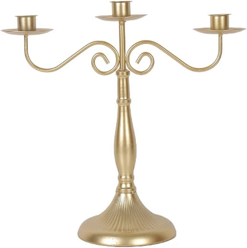 qiuqiu 1/3 /5Arms Candle Holder, Metal Candelabra,Candlelight Dinner Candle Holder Romantic Table Decoration for Decor Wedding Events Candelabra Candle Stand-B||3 arm
