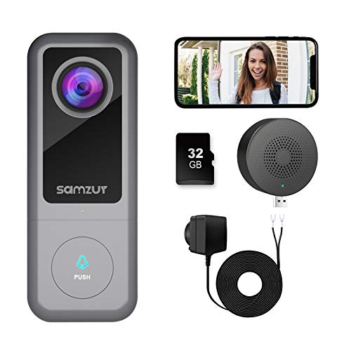 Video-Doorbell-Camera-Wired-Samzuy-WiFi-2K-Ultra-HD-Camera-Doorbell-with-Chime-Motion-Detection-2-Way-Audio-Night-Vision-IP65-Weatherproof-32GB-Pre-Installed-Cloud-Storage