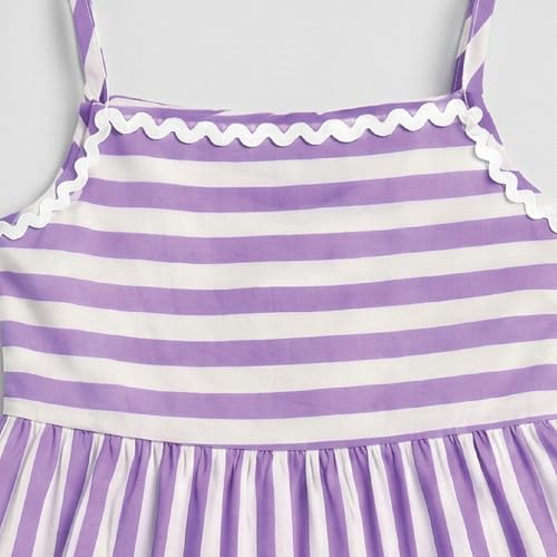 Image of The Magic Wand Kids Girls Printed Cotton Summer Dresses, Knee Length Sleeveless Casual Western Stylish One Piece Fit & Flared Frock for Beach & Vacations