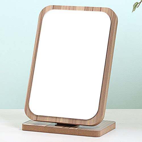 Espejo de mesa rectangular con marco de madera ajustable miniatura 6
