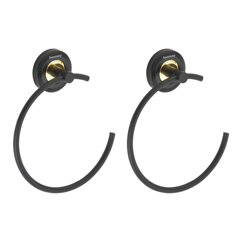 Sanmay Teel Wall Mounted Moon Shape Solid Towel Ring_(Black,Gold Finish) (Set of 2) (B0D63CXL2M) Amazon Price History, Amazon Price Tracker