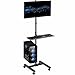 VIVO Black Mobile Computer Cart, Rolling Stand, Adjustable Monitor Mount with 32 inch Case Holder and Keyboard Tray, Moving Workstation (CART-PC02T)