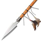 K EXCLUSIVE Replica Double Pointed Native Spear - Wooden Shaft, Stainless Steel Spear, Breaks Down,...