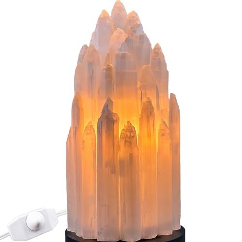 YeasHome Handcrafted Selenite Lamp Salt...
