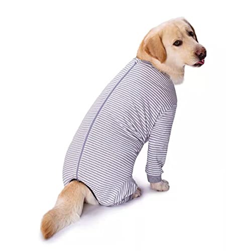 Yeapeeto Einteiler für Hunde, zur Erholung, für große und mittelgroße Hunde, Schlafanzug, Ganzkörper für Haarausfall, Allergien, Anti-Lecken, Wundschutz, Kegel-Alternative (3XL, Grau)