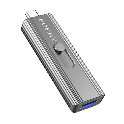 ROKHY 500GB Extreme Portable Mini External SSD USB Type C 2 in 1 Solid State Flash Drive Up to 550MB/s NAND Flash for Android Smartphone Computer, MacBook, Chromebook Pixel - 500GB