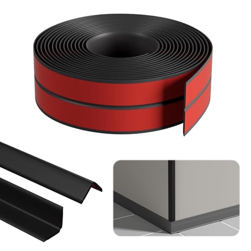Wandleisten Selbstklebend, 1cm x 1cm x 8m Eckleiste Selbstklebend, PVC Flexible Weichsockelleiste Schwarz, Kantenschutz Selbstklebend, Flexible Winkelleiste Selbstklebend für Türen, Fenster, Wände Wandleisten Selbstklebend, 1cm x 1cm x 8m Eckleiste Selbstklebend, PVC Flexible Weichsockelleiste Schwarz, Kantenschutz Selbstklebend, Flexible Winkelleiste Selbstklebend für Türen, Fenster, Wände