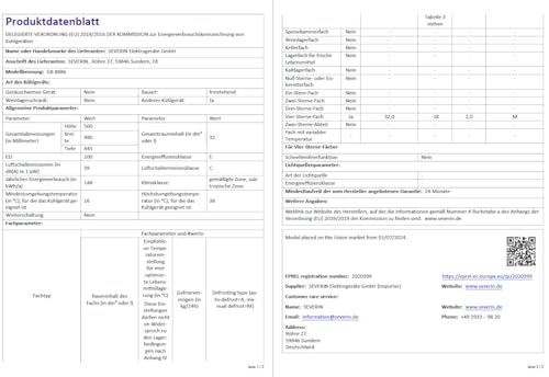 SEVERIN Mini Gefrierschrank, Gefrierbox Mit Gefrierfach Bis -18°C, Tiefkühltruhe Mit Glasablage, Tischgefrierschrank Für Kleine Haushalte, 32 L Nutzinhalt, Weiß, GB 8886
