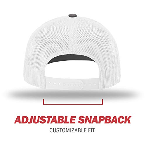 Richardson Unisex 112 Trucker Adjustable Snapback Baseball Cap, Split Charcoal/White, One Size Fits Most