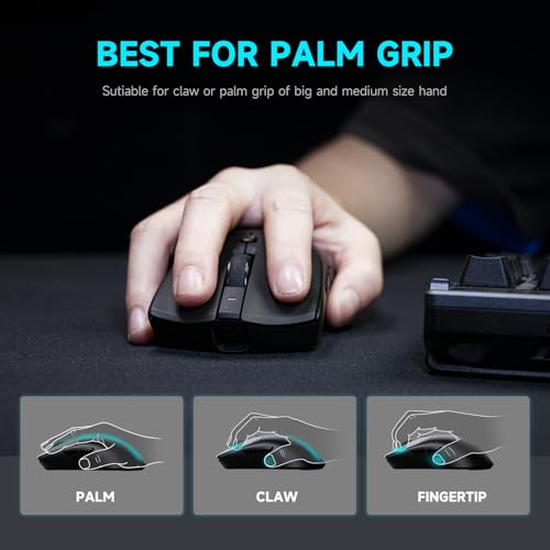 Image of RAWM MH01 Wireless Lightweight Gaming Mouse, PAW3395 Optical Sensor, 26000 DPI, 600mAh Rechargeable Battery, 7 Programmable Buttons, Dual-Driver Gaming Mice for PC /Laptop /Mac