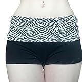 Best Rose Lounge Fold Over Shorts Zebra Striped Cheetah Low Rise Patchwork Stretchy Y2K Skinny Sexy Casual Women Shorts (Black,Small)