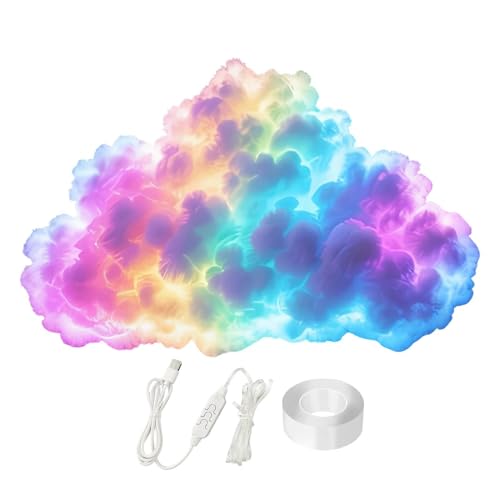Mistystugb 3D Big Cloud Licht-Set, 400 cm, DIY-USB-Thundercloud-Licht mit mehrfarbigen dynamischen Lichtern, 3D-Thundercloud- -Set, Heimdekoration, für Schlafzimmer, Spielzimmer