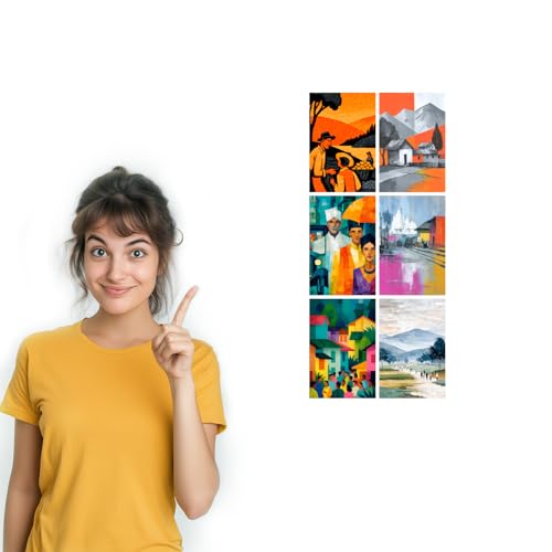 Image of SiddArtify Vintage Travel Wall Art Prints Set - Retro People Poster Decor for Living Room Office - Set of 2-4x6 Inch - Board (Pack of 6) - Sticker (Pack of 6)