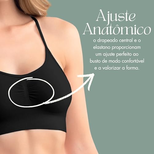 2 Top Nadador Top Feminino Academia Top com Bojo Top Sem Costura She by Mash, 1 Cinza Claro - 1 Pret