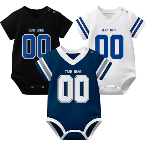 Image of KREDE Baby Clothes Unisex Bodysuit Jersey Style Custom Name Number for Baby Boys