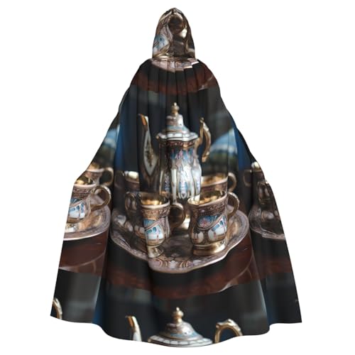 YYHWHJDE - YYHWHJDE Service à thé rétro imprimé Halloween adulte cape à capuche sans fermeture éclair, confortable et durable pour jouer de rôle