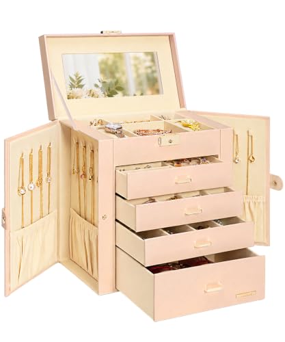 Homde Large Jewelry Box for Women: 5-Layer Organizer with Lock for Dresser