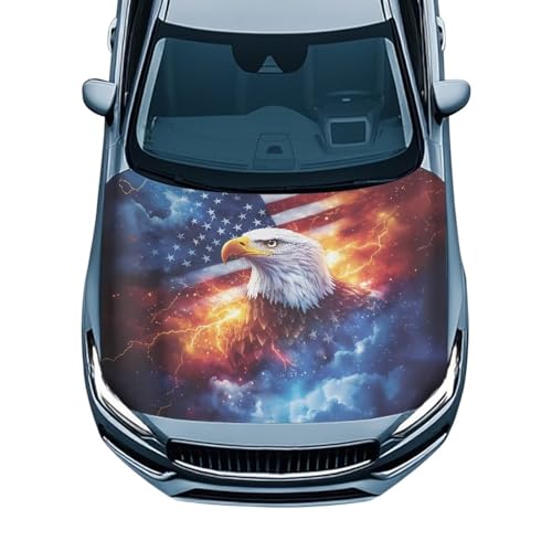 Image of Car Hood Cover,Portable Car Hood Cover Protector Suitable Most Automotive Sedans Trucks Pickup Sports Cars,Car Accessories Eagle Flag Print
