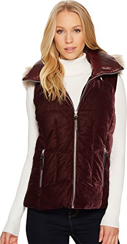 Marc New York by Andrew Marc Women's Val Velvet Down Vest, Burgundy, X-Large