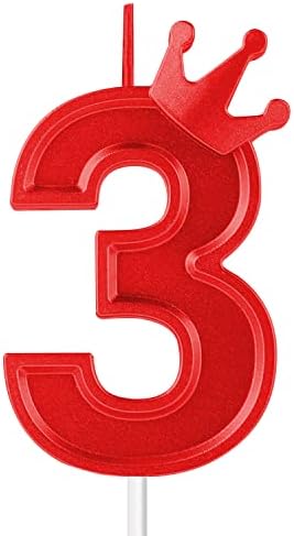 AIEX 3inch Birthday Number Candle, 3D Candle Cake Topper with Crown Cake Numeral Candles Number Candles for Birthday Anniversary Parties (Gold; 1)